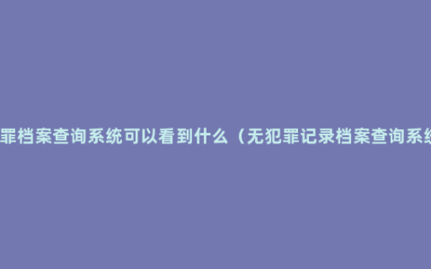 无行犯罪档案查询系统可以看到什么（无犯罪记录档案查询系统介绍）