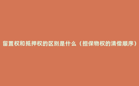 留置权和抵押权的区别是什么（担保物权的清偿顺序）