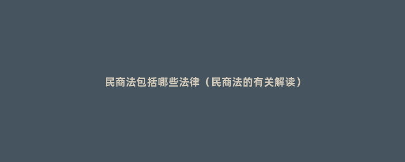 民商法包括哪些法律（民商法的有关解读）