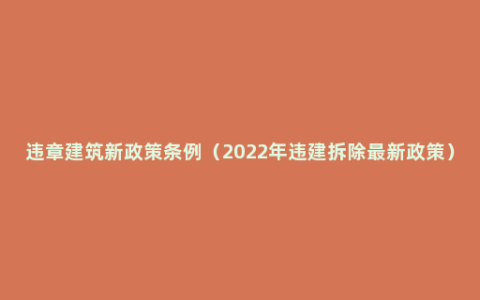 违章建筑新政策条例（2022年违建拆除最新政策）