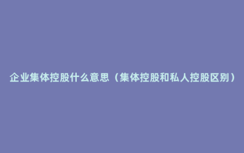 企业集体控股什么意思（集体控股和私人控股区别）