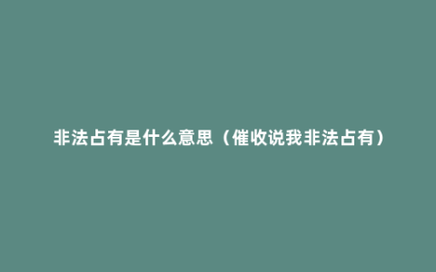 非法占有是什么意思（催收说我非法占有）