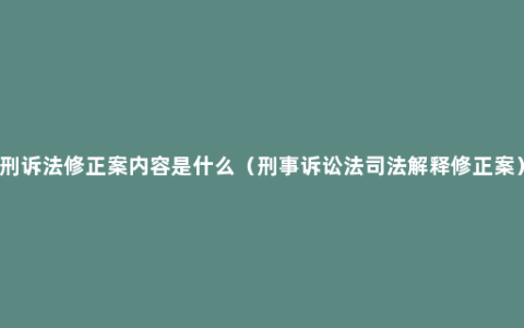 刑诉法修正案内容是什么（刑事诉讼法司法解释修正案）