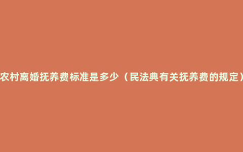 农村离婚抚养费标准是多少（民法典有关抚养费的规定）