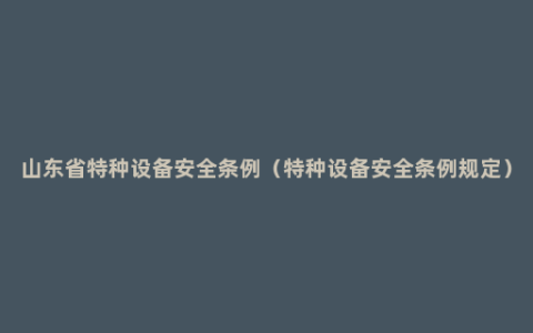 山东省特种设备安全条例（特种设备安全条例规定）