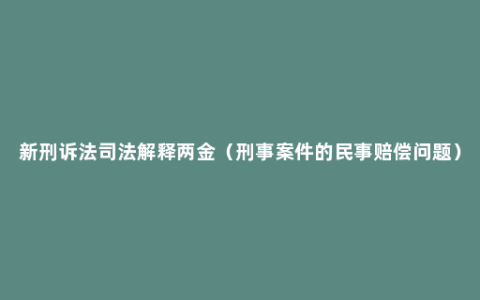 新刑诉法司法解释两金（刑事案件的民事赔偿问题）