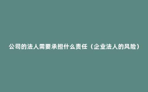 公司的法人需要承担什么责任（企业法人的风险）