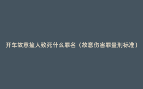 开车故意撞人致死什么罪名（故意伤害罪量刑标准）