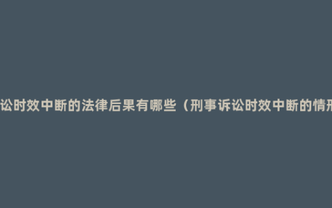 诉讼时效中断的法律后果有哪些（刑事诉讼时效中断的情形）