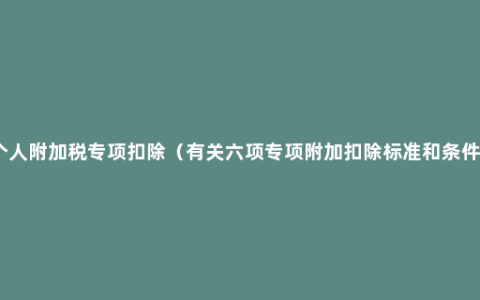 个人附加税专项扣除（有关六项专项附加扣除标准和条件）