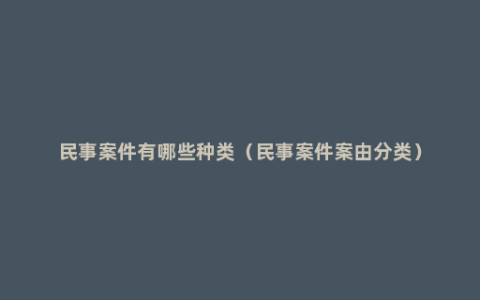 民事案件有哪些种类（民事案件案由分类）