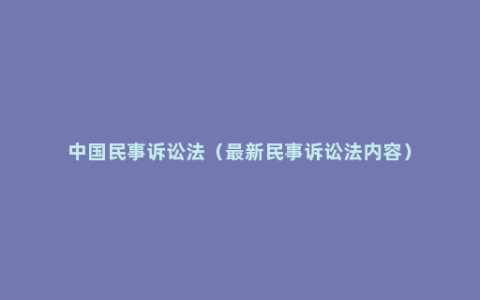 中国民事诉讼法（最新民事诉讼法内容）