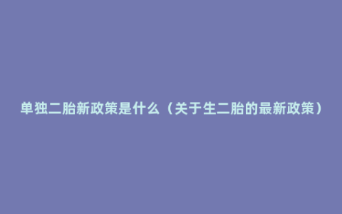 单独二胎新政策是什么（关于生二胎的最新政策）