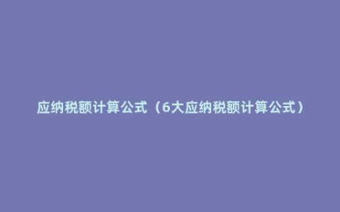 应纳税额计算公式（6大应纳税额计算公式）