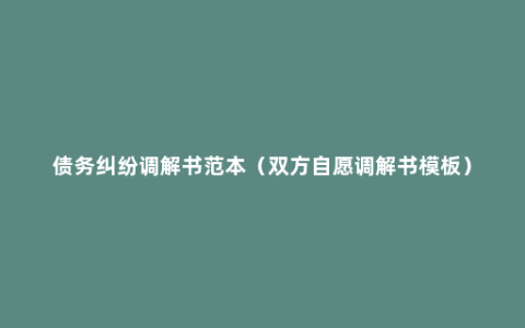 债务纠纷调解书范本（双方自愿调解书模板）