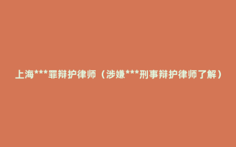 上海***罪辩护律师（涉嫌***刑事辩护律师了解）