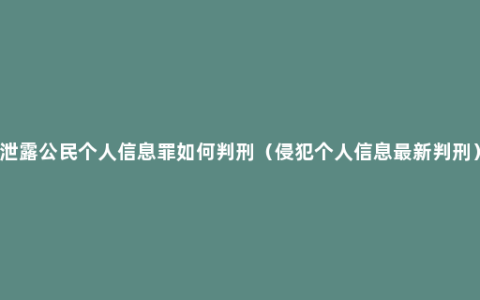 泄露公民个人信息罪如何判刑（侵犯个人信息最新判刑）