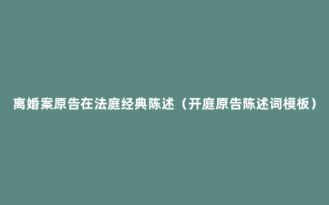 离婚案原告在法庭经典陈述（开庭原告陈述词模板）