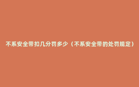 不系安全带扣几分罚多少（不系安全带的处罚规定）