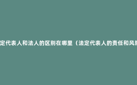 法定代表人和法人的区别在哪里（法定代表人的责任和风险）