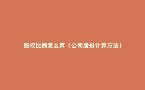 股权比例怎么算（公司股份计算方法）