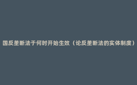 国反垄断法于何时开始生效（论反垄断法的实体制度）