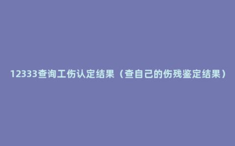 12333查询工伤认定结果（查自己的伤残鉴定结果）