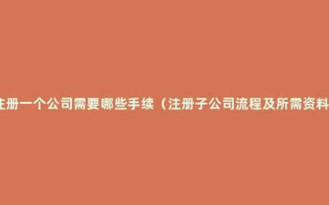 注册一个公司需要哪些手续（注册子公司流程及所需资料）