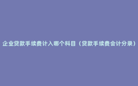 企业贷款手续费计入哪个科目（贷款手续费会计分录）