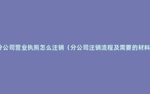 分公司营业执照怎么注销（分公司注销流程及需要的材料）