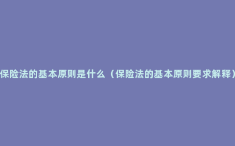 保险法的基本原则是什么（保险法的基本原则要求解释）