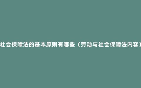 社会保障法的基本原则有哪些（劳动与社会保障法内容）