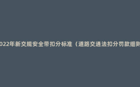 2022年新交规安全带扣分标准（道路交通法扣分罚款细则）