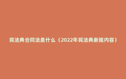 民法典合同法是什么（2022年民法典新规内容）