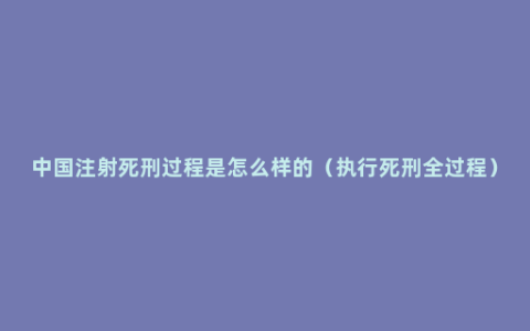 中国注射死刑过程是怎么样的（执行死刑全过程）