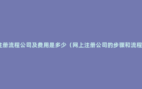 注册流程公司及费用是多少（网上注册公司的步骤和流程）