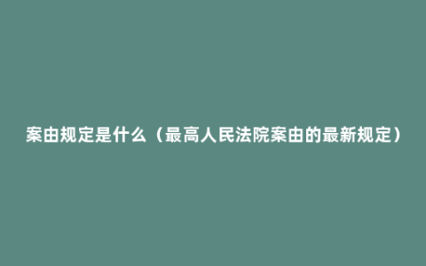 案由规定是什么（最高人民法院案由的最新规定）