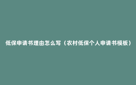 低保申请书理由怎么写（农村低保个人申请书模板）