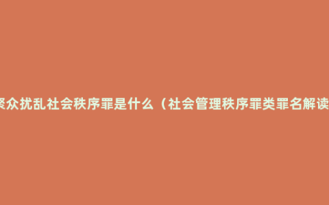 聚众扰乱社会秩序罪是什么（社会管理秩序罪类罪名解读）