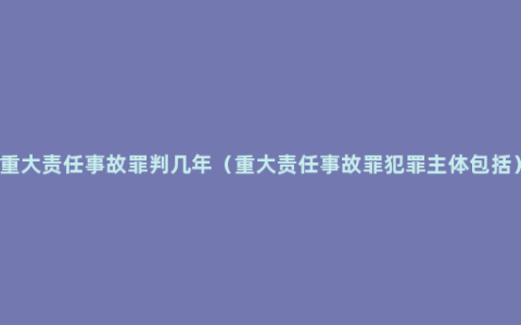 重大责任事故罪判几年（重大责任事故罪犯罪主体包括）