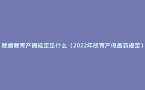 晚婚晚育产假规定是什么（2022年晚育产假最新规定）