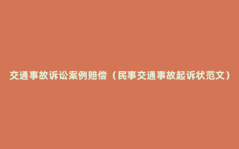 交通事故诉讼案例赔偿（民事交通事故起诉状范文）