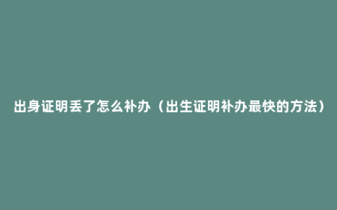 出身证明丢了怎么补办（出生证明补办最快的方法）