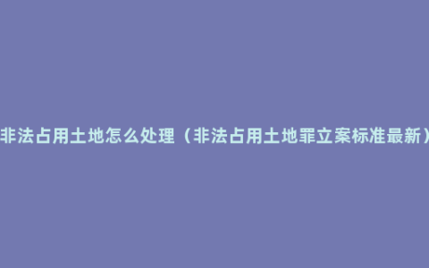 非法占用土地怎么处理（非法占用土地罪立案标准最新）