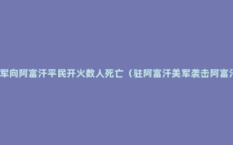 美军向阿富汗平民开火数人死亡（驻阿富汗美军袭击阿富汗）