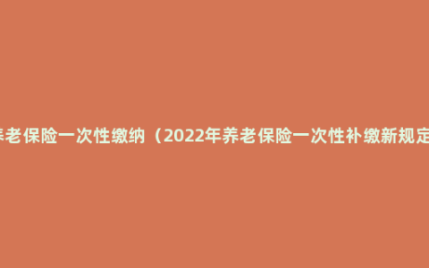 养老保险一次性缴纳（2022年养老保险一次性补缴新规定）