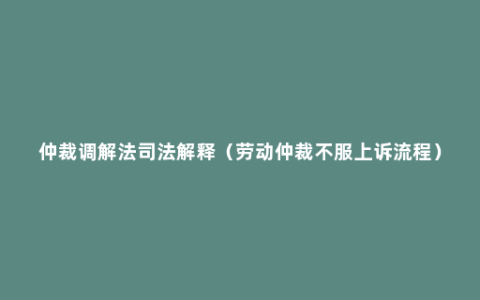 仲裁调解法司法解释（劳动仲裁不服上诉流程）