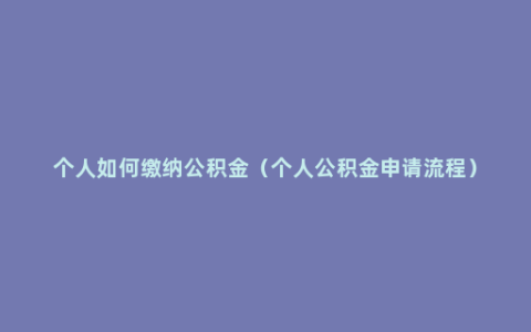 个人如何缴纳公积金（个人公积金申请流程）