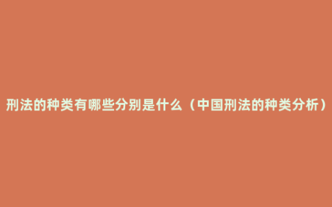 刑法的种类有哪些分别是什么（中国刑法的种类分析）