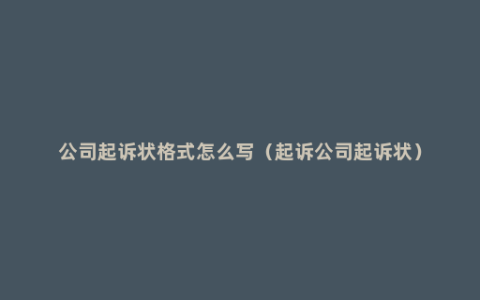 公司起诉状格式怎么写（起诉公司起诉状）